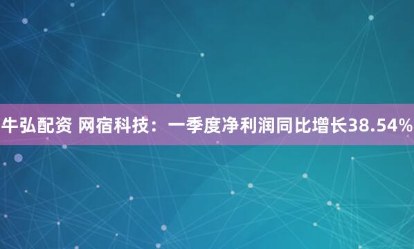 牛弘配资 网宿科技：一季度净利润同比增长38.54%